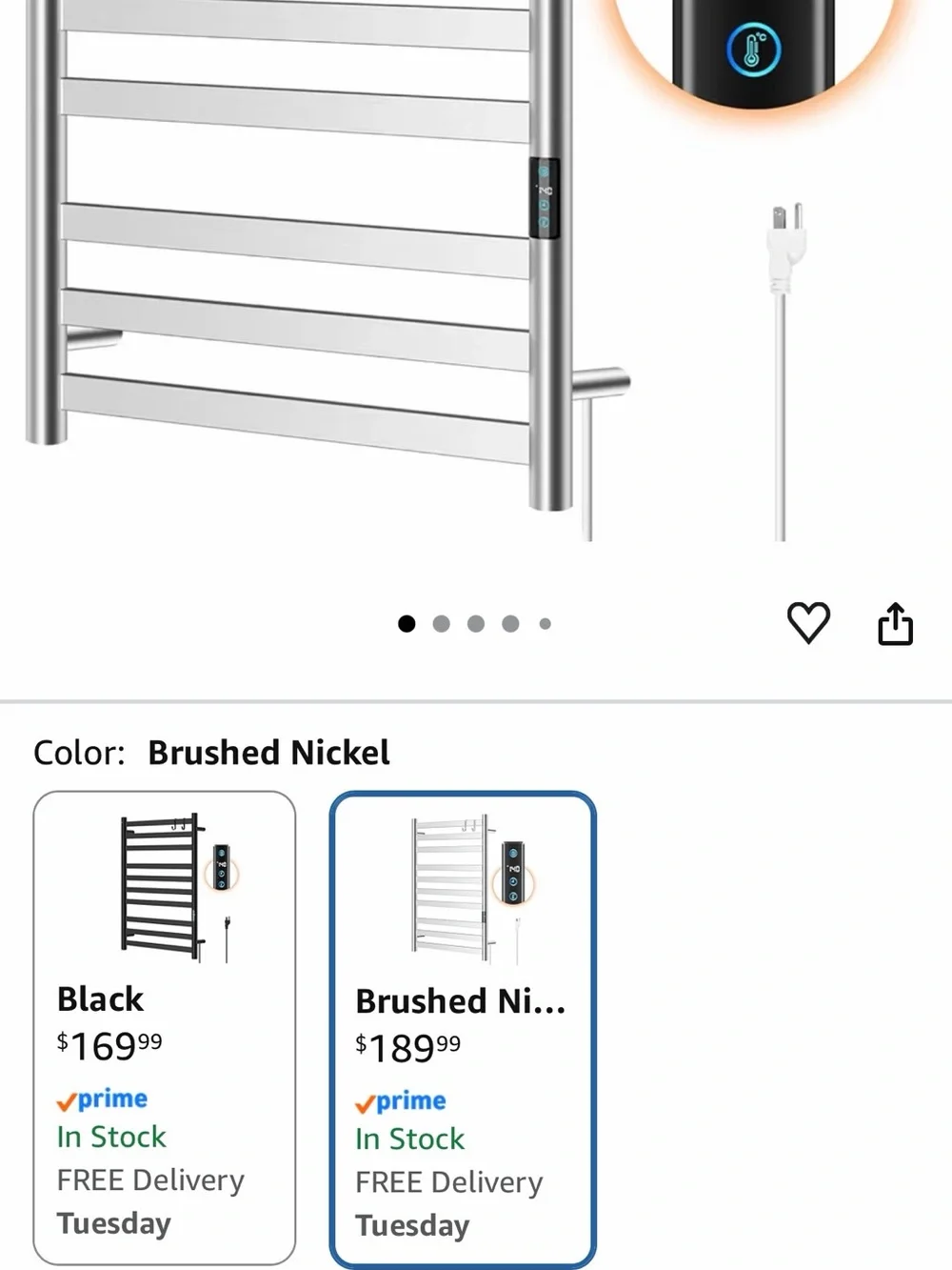 LED Digital Heated Towel Warmer - Stainless Silver